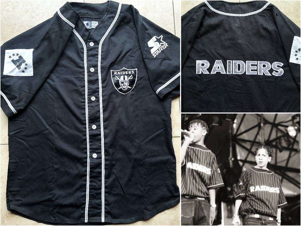 Los Angeles Raiders 90s STARTER Baseball jersey L blk silver Oakland NFL vintage